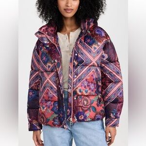 Patterned Avec Les Filles Duver Puffer Coat; Size M